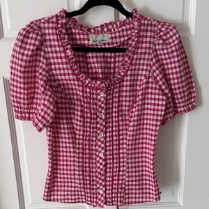 Spieth & Wensky Pink Gingham Trachten Blouse Bavarian Dirndl Gingham Size S (36)